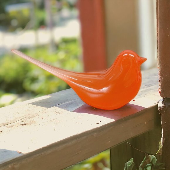 Mid Century Modern Modwing Bird Figurine 3d Resin Eames 60s Transparent Orange L - Picture 1 of 3